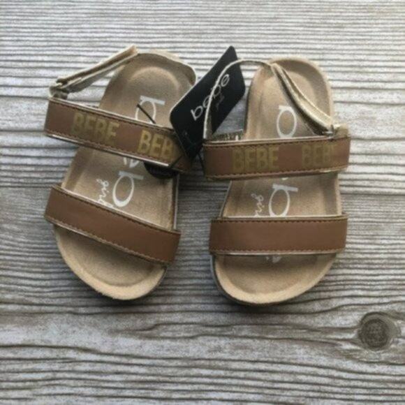 Bebe Brown & Gold Toddler Girl’s Sandals Sz 8 - Picture 10 of 10